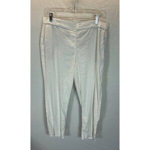 J Jill Linen Blend Capri Pants Elastic Waist Large White Beach Coastal Summer‎